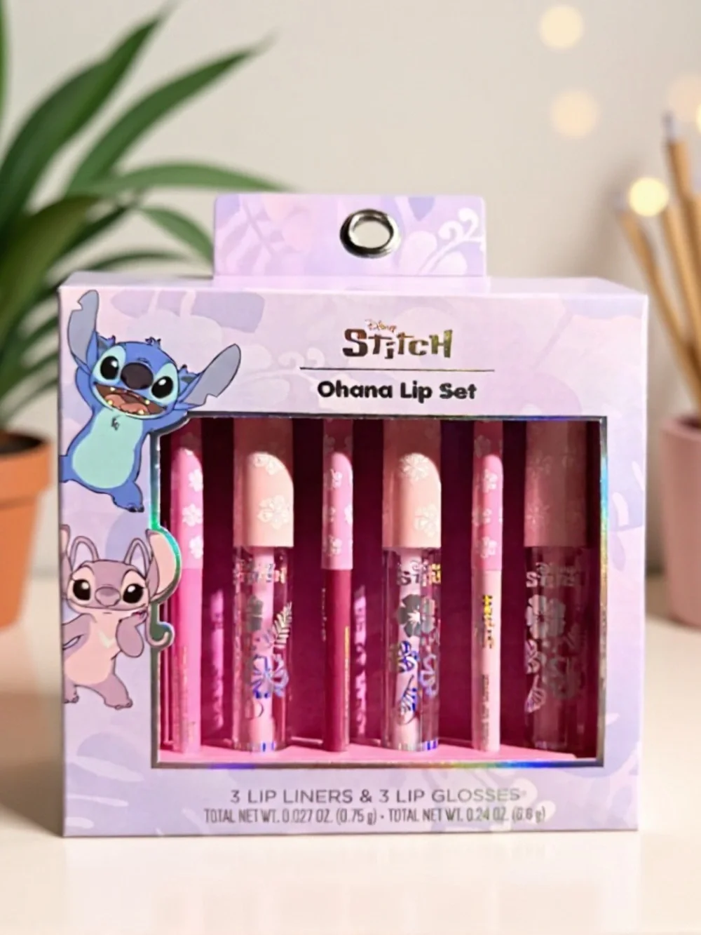 Disney Stitch Ohana Lip Set 6 Piece Lip Gloss & Lip Liner Set NWT